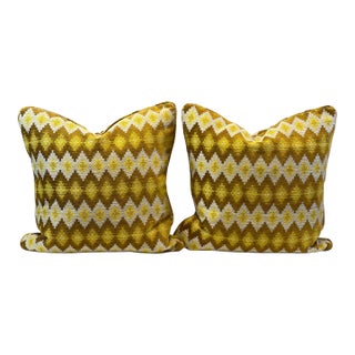 Designers Guild Perzina Ochre 20" Feather/Down Pillows- a Pair For Sale