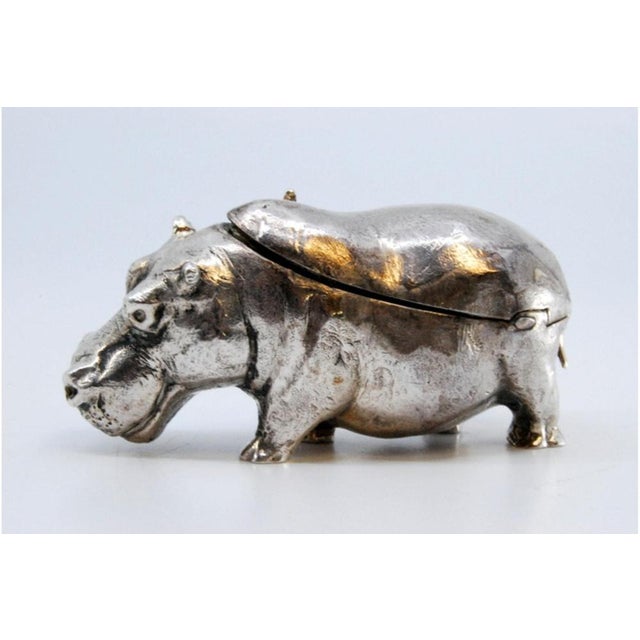 Silver Hippopotamus Brooch with Opening on the Back For Sale - Image 3 of 8