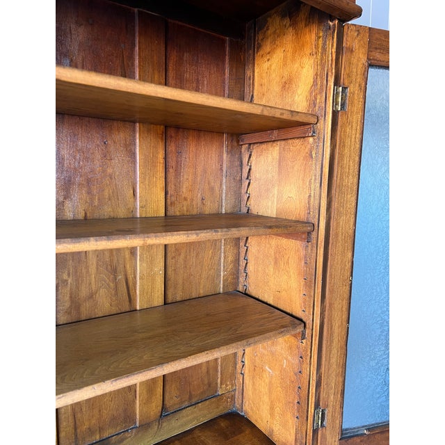 Wood Antique Secretary Desk Hutch Curio Display Cabinet Bookshelf Pantry Cupboard For Sale - Image 7 of 12
