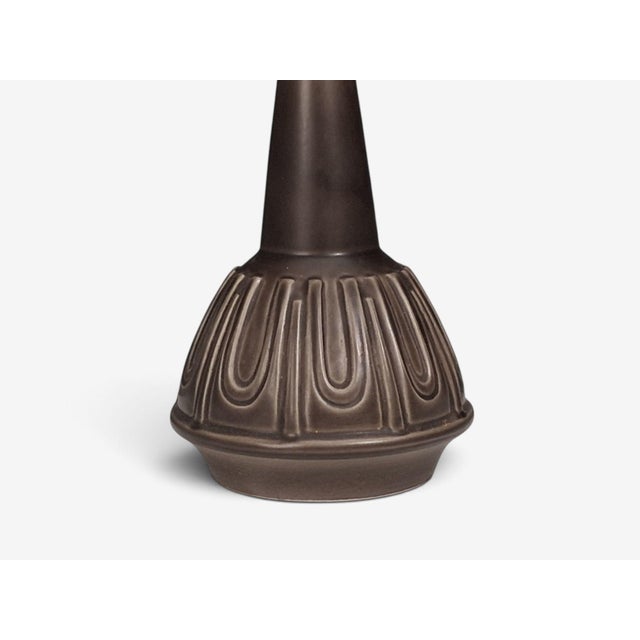 Brown 1960s Mid-Century Modern Einar Johansen, Table Lamp, Chocolate Brown Stoneware For Sale - Image 8 of 10