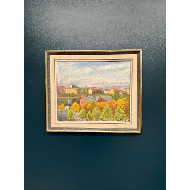 Hedvig Tegnér, Cityscape in Autumn Colors, 1950s, Oil on Canvas, Framed For Sale - Image 15 of 18