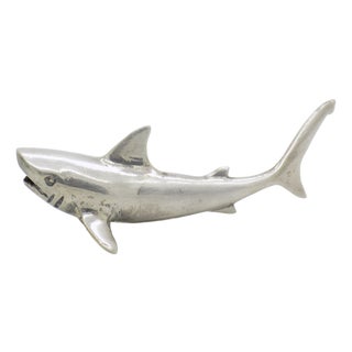 Vintage Italian Handmade Silver Shark Figurine, Arezzo, Italy, 1970s For Sale