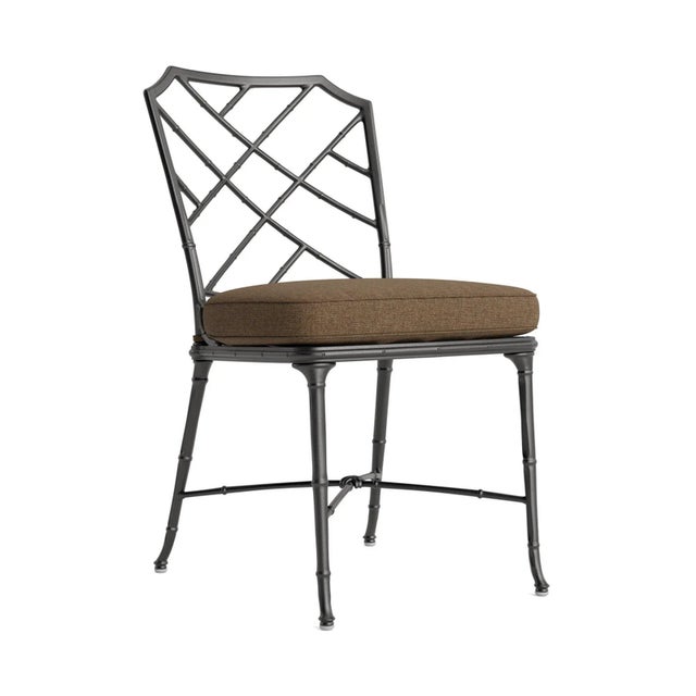 Brown Jordan Calcutta Side Chair, Textured Pewter frame with Fusion Moccasian fabric For Sale - Image 12 of 12
