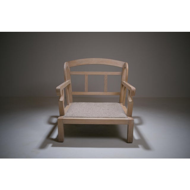 Wood Vintage Georges V Cerused Oak Lounge Chair by Christian Liaigre, 1980s For Sale - Image 7 of 18