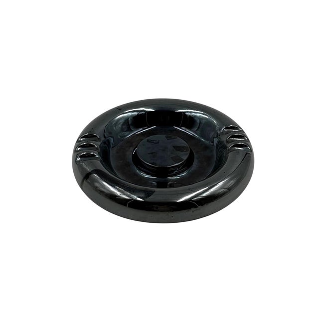 Space Age Blue Iridescent Ceramic Ashtray / Vide Poche, Italy 1970s For Sale - Image 4 of 13
