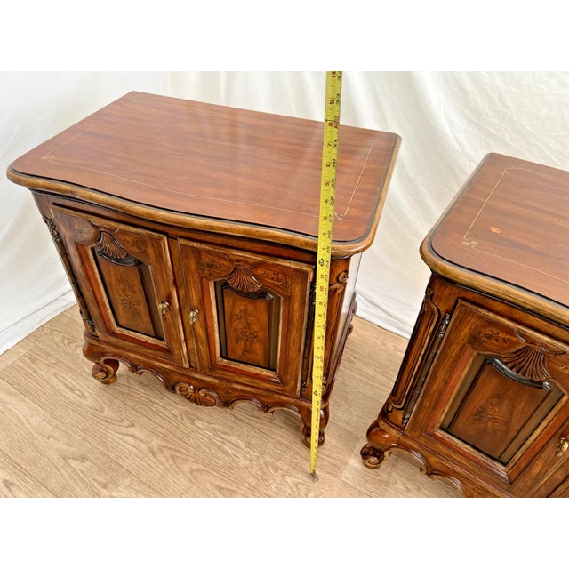 Set of Two Drexel Heritage Nightstands End Tables Double Door Cabinet and Shelf For Sale - Image 11 of 14