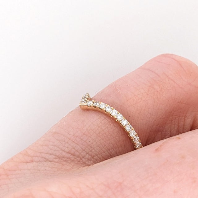 Modern Stackable Diamond Shadow Band in 14k Solid Gold: Dainty Fine Jewelry Ring, Size 6.75 For Sale - Image 3 of 10