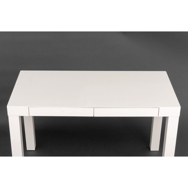 Modern White Lacquered Parson's Desk For Sale - Image 4 of 7