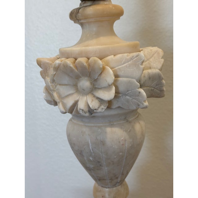 Antique Italian Hand Carved Alabaster Table Lamp For Sale - Image 12 of 18