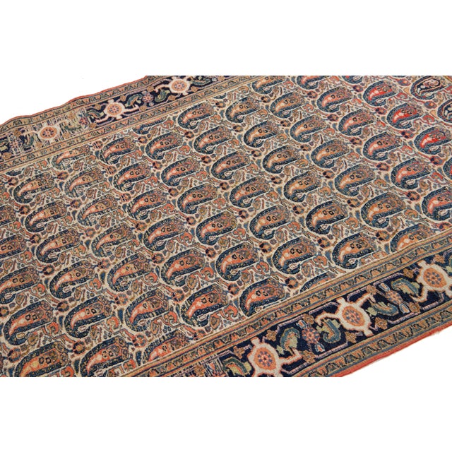 1920s 4 X 6 Antique Malayer Persian Beige Wool Rug With Boteh Design For Sale - Image 5 of 7