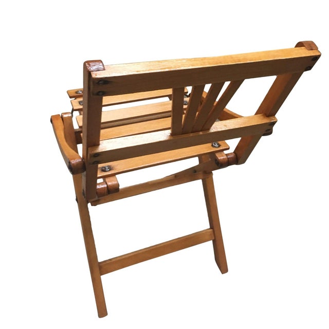 Mid-Century Modern 1950s George Nelson Inspired Child-Size Folding Wood Slat Chair, Pair For Sale - Image 3 of 6