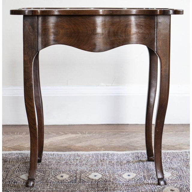 French Provincial Style Mahogany Side Table, the serpentine rectangular top above a single drawer raised on cabriole legs....
