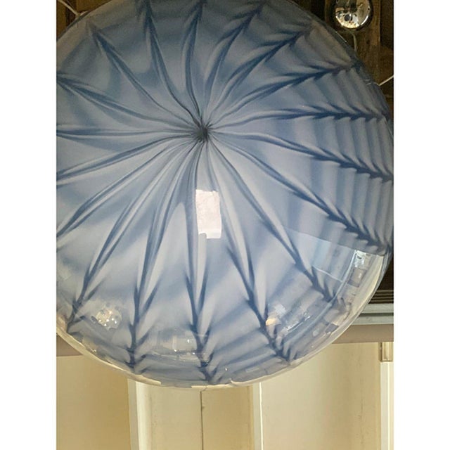 Glass Venetian Blue and Milky-White Murano Glass Pendant Light by Simoeng For Sale - Image 7 of 9