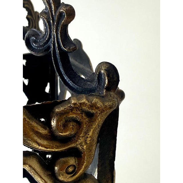 European Hollywood Regency Patinated Brass Openwork Lantern Pendant Light, 1970s For Sale - Image 11 of 17