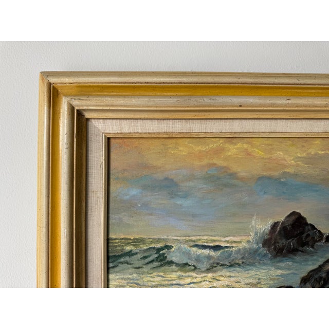 1970’s Vintage Margi Konzen Impressionist Ocean Landscape Oil on Board Painting, Framed For Sale In Miami - Image 6 of 11
