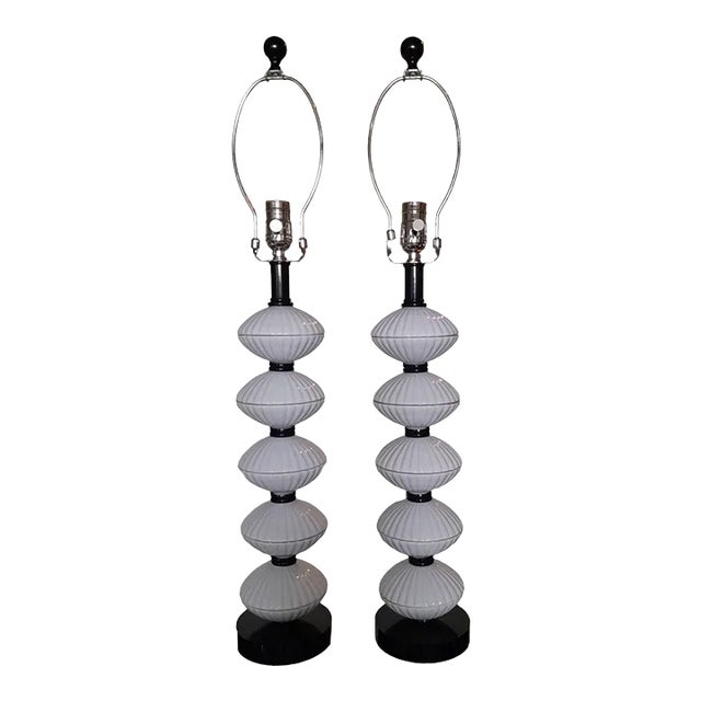 Pair of Contemporary Currey & Co Atomic Age Table Lamps For Sale