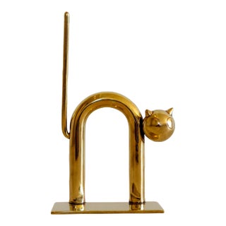 Walter Von Nessen Brass "Cat" Bookend/Object For Sale