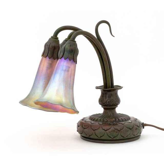 Tiffany Studios Tiffany Studios Three-Light "Lily" Table Lamp For Sale - Image 4 of 11