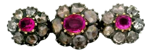 Late 19th Century Antique Ruby Diamond 14k Gold Brooch