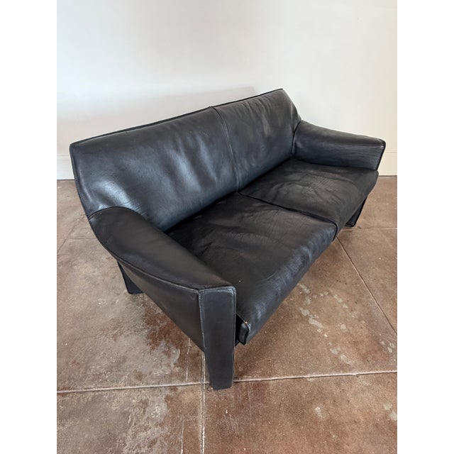 Vintage 1980’s Mario Bellini for Cassina Cab Leather Settee For Sale - Image 9 of 10