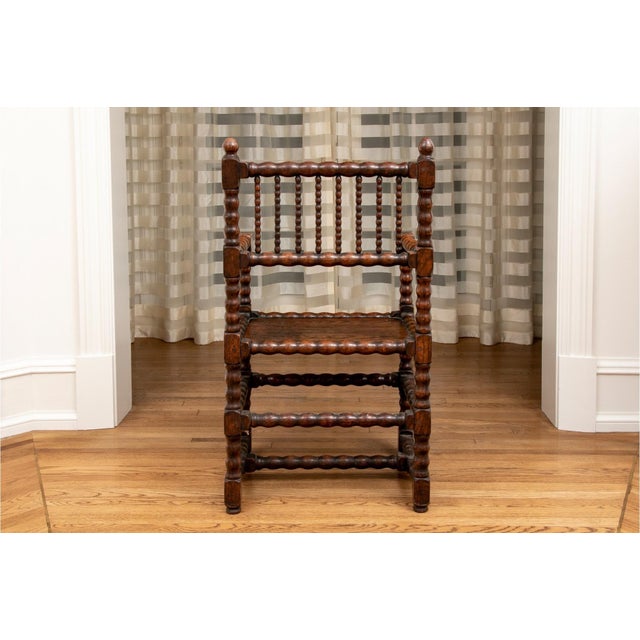 William IV Antique Bobbin Turned Oak Armchair For Sale - Image 3 of 8