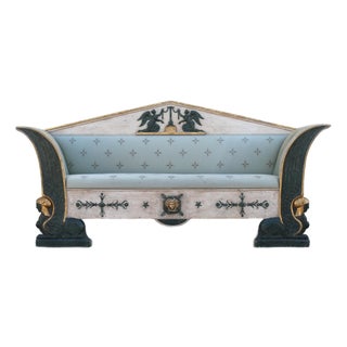 Early 19th Century Swedish Gustavian Neoclassical Sphinx Sofa, Parcel-Gilt For Sale