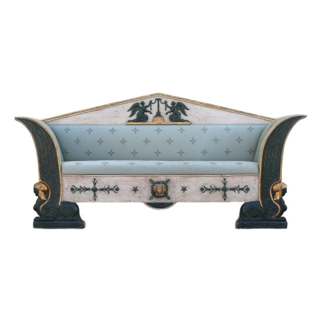 Early 19th Century Swedish Gustavian Neoclassical Sphinx Sofa, Parcel-Gilt For Sale