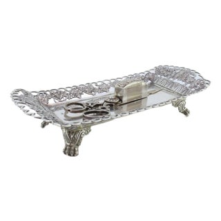 Silver Tray and Scissors with Chiseled Grate, Set of 2 For Sale