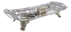 Silver Tray and Scissors with Chiseled Grate, Set of 2