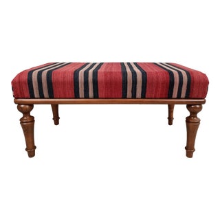 Red Kilim Rug Upholstered Ottoman Bench For Sale