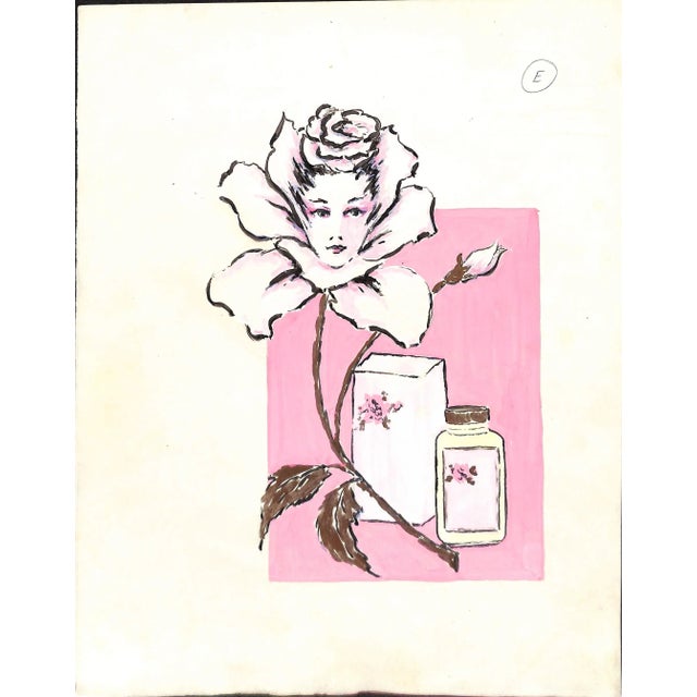 Mid-Century Modern Lanvin of Paris Original Circa 1950s Advertising Watercolor Artwork For Sale - Image 3 of 3