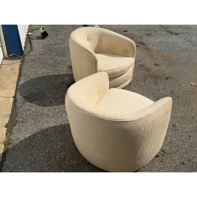 Milo Baughman for Thayer Coggin Pair of Vintage Thayer Coggin Milo Baughman Style Tub / Barrelback Club Chairs For Sale - Image 4 of 12