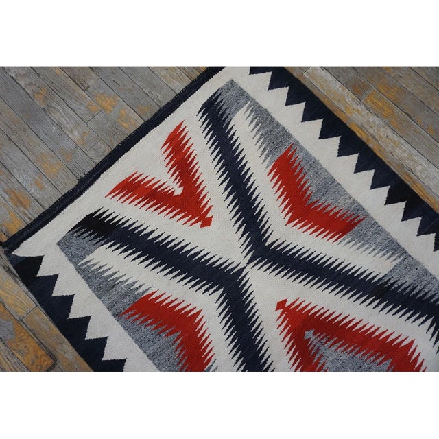1930s Small Classic Native American Geometric Antique Navajo Flat Weave Rug For Sale In New York - Image 6 of 11