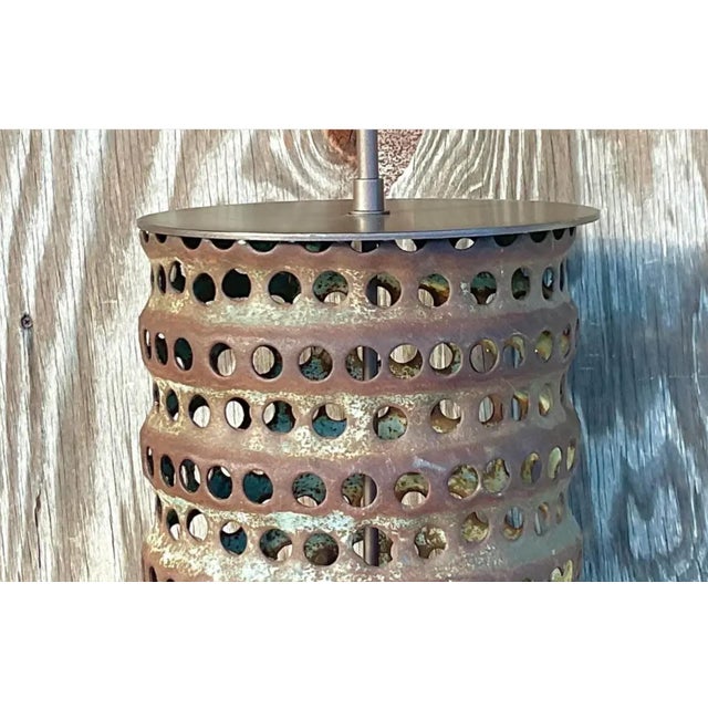 Vintage Boho Punch Cut Cylinder Lamp For Sale - Image 13 of 13