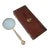 Mid-Century Brass Magnifying Glass With Mother of Pearl Inlay in Wooden Box For Sale