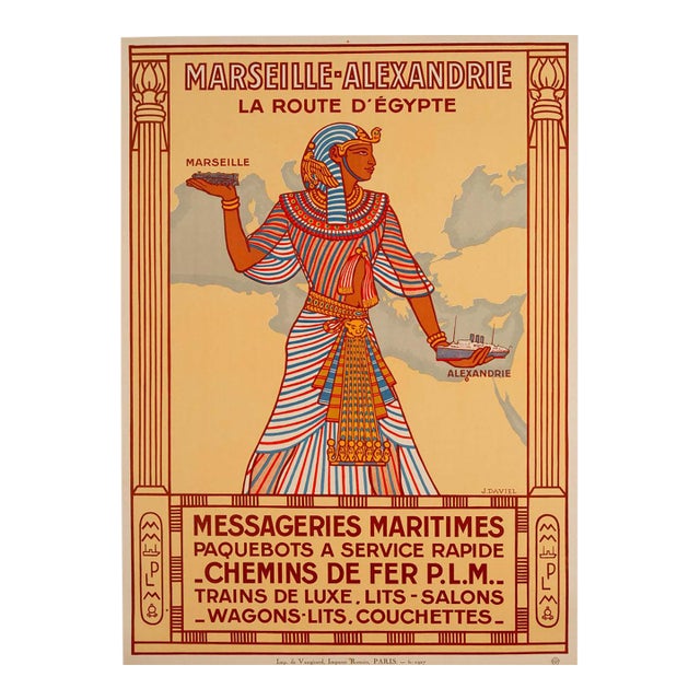 Marseille–Alexandrie – La Route D’Égypte – J. Daviel – 1924 - French Railways and Ship Travel For Sale