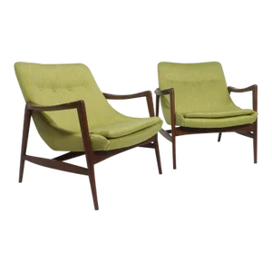 1980s Modern Mid Century Lounge Chairs- a Pair