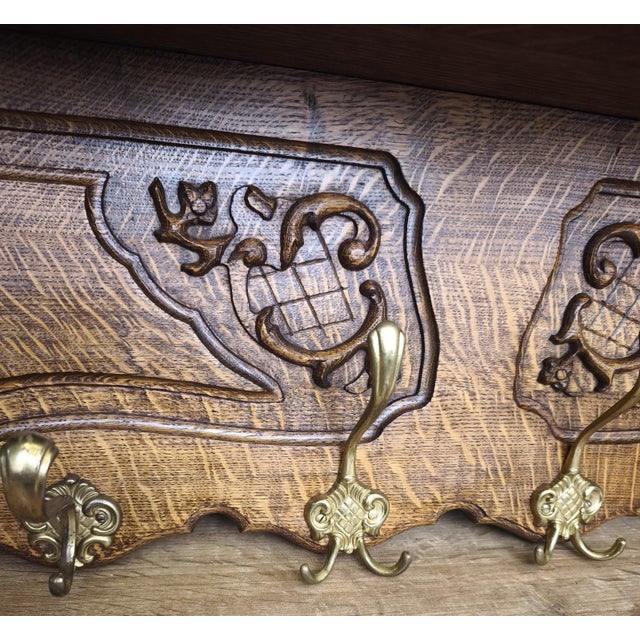 Wood Vintage French Coat Rack in Oak For Sale - Image 7 of 10