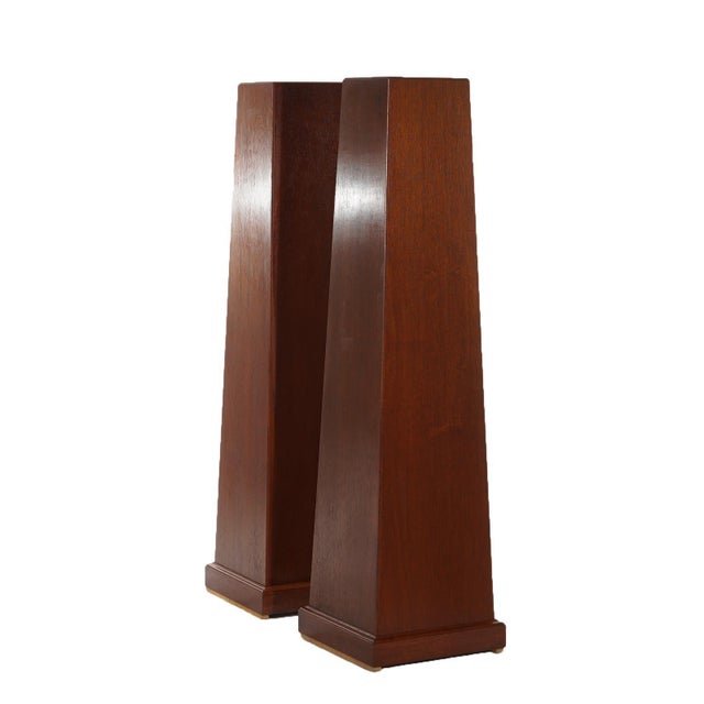 Pair of Mid Century Modern Mahogany Flare Form Sculpture Display Pedestals 20thC Measure - 51"h x 13.75"w x 13.75"d