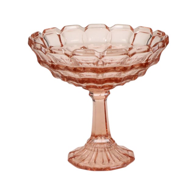 Art Deco Pink Rosaline Pressed Glass Fruit Bowl, 1930s For Sale - Image 4 of 16