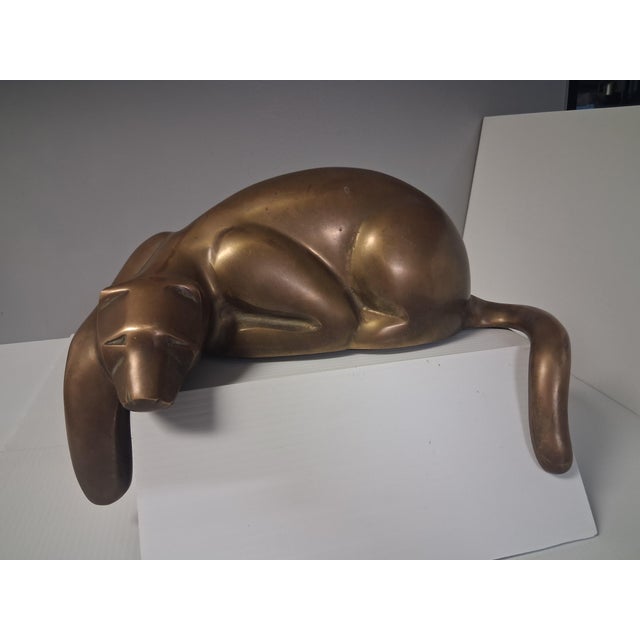 Vintage 1980s Dolbi Cashier Brass Panther Statue For Sale In Detroit - Image 6 of 9