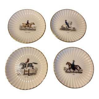 1960s Lenox Equestrian Bone China Coasters/Small Plates - Set of 4 For Sale