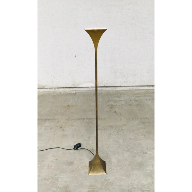 Postmodern Fluted Brass Torchiere Floor Lamp from Relco, Italy, 1980s For Sale - Image 11 of 18