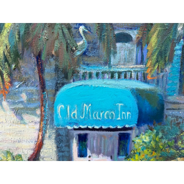 Phyllis Pransky “Old Marco Inn” Florida Impressionist Oil Painting For Sale - Image 4 of 11