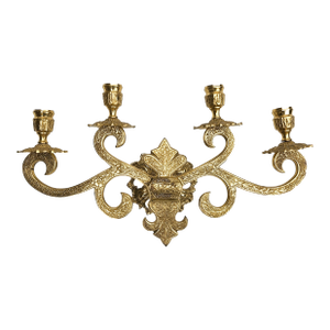 Vintage Ornate Solid Brass Sconce Wall Candelabra Fleur De Lis Design