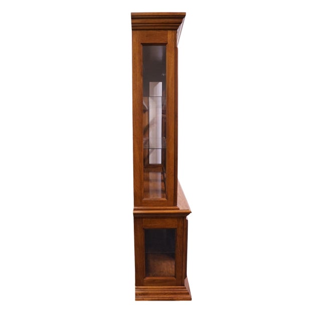 Singer Furniture Solid Oak Mediterranean Spanish Revival 72" China Cabinet W. Grilled Doors 6394-370 For Sale - Image 9 of 12