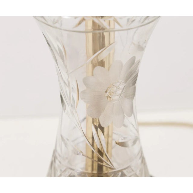 Victorian Antique Cut Glass Vase Lamp With Crystal Finial For Sale - Image 3 of 6
