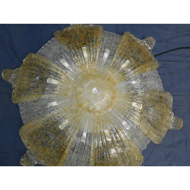 1960s 1960s Italian Clear and Amber Graniglia Murano Flush Mount For Sale - Image 5 of 6