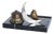 Art Deco Black Marble and Bronze Desk Tidy with Bird and Crescent Moon, 1930 For Sale