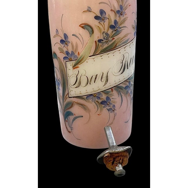Victorian Glass Antique Barber Bottle Hand Painted Flowers For Sale - Image 12 of 16